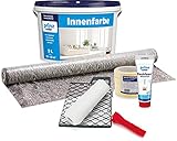 prinzcolor Innenfarbe Wandfarbe Deckenfarbe Profi Farbe Set Weiß 5l - Anstreich- & Abdeck