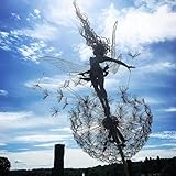 ZHKP Feen und Löwenzahn tanzt zusammen, Gartenstecker, magische Fee, Draht-Statue, Gartendekoration, Innen- und Außenbereich, Rasen, Weg, Terrasse, Ornamente, Weihnachtsfeiertagsdekoration (D)