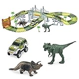 Codomoxo Tracks 2 x Autos, flexibel, 142 Teile, modular, Magic und Spiele, Rennstrecke, Auto, Spielzeug mit Dinosaurier-Zubehör, sehr lustig – gesehen aus dem TV