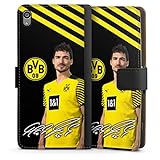 DeinDesign Klapphülle kompatibel mit Sony Xperia XA Handyhülle aus Kunst Leder schwarz Flip Case Mats Hummels Borussia Dortmund BVB