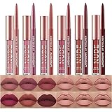 12 teiliger Liquid Matt Lippenstift mit Lip Liner Stiften Set Samt Nackt Lippenstift Wasserdicht Langlebig Antihaft-Becher Nicht verblassender Lipgloss Makeup Geschenk Set(A)