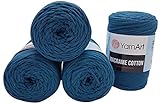 1000 Gramm YarnArt Makramee Cotton-Garn, 4 x 250 Gramm, gesamt 1000m Lauflänge, Häkelgarn, Kordelgarn (petrol 789)