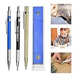 WANTOUTH 2 Stück Zimmermannsbleistift Schwarz Blau Druckbleistift Baubleistift Zimmermann Bleistift mit Wolframkarbidspitze Anreißstift Gravierstift Gravierwerkzeug für Holz Keramik, Edelstahl G