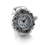 Gleader Tibetsilber 22mm Ringuhr Finger Uhr Fingeruhr Uhrenring TO
