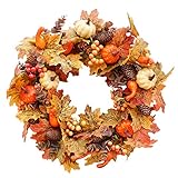 Weihnachtskranz Tür Außen​Deko, 50CM Halloween Kranz Deko Mit Beeren Kürbis Tannenzapfen Ahorn Blätter, Künstliche Herbst Kranz Ideal Für Weihnachten Indoor Outdoor Decor (Size : 2pcs)