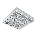 Rasterleuchte für 4x LED-Röhren 620 x 620 mm Einlegeleuchte Deckenleuchte mit Doppelparabolraster (BAP) (60cm, G13, nicht im Preis enthalten) Büroleuchte Deckenlampe Rasterlamp