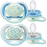 Philips Avent SCF376/21 ultra air Schnuller 6-18 Monate für die Nacht, BPA-frei, leuchten im Dunkeln, Doppelpack, blau/g