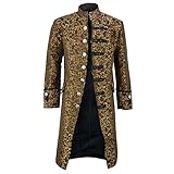 QWERD Damen Herren Mantel Frack Jacke Gothic Gehrock Uniform Kostüm Halloween Praty Karneval Kostüm Outwear Steampunk Mäntel Herren Knopf Lange Wintermantel Smoking Trenchcoat Retro Parka Windbreak