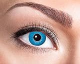 Goldschmidt Kostüme Jahreslinse mit Sehstärke Electro blue | Kontaktlinse in blau mit Stärke | blaue Augen | Qualitätsprodukt (-1,5)