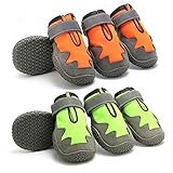 WGDPMGM Hundeschuhe Hundeschuhe Pfotenschutz Anti-Rutsch Wasserdicht Für Kleines Medium Große Hunde,4 Stück Pfotenschutz Hundeschuhe (Color : Orange+Green, Size : 7)
