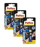 Pattex Sekundenkleber Ultra Gel, extra starker & flexibler Superkleber, stoß- & wasserresistentes Sekundenkleber Gel für z. B. Gummi, Leder, Holz, 3 x 10g