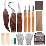 Holz-Schnitzwerkzeug Set, 14 Teiliges Holz Schnitzmesser mit Schleifsteine, Professional Holzschnitzerei Messer Werkzeuge ideales Schnitzmesser-Set für Anfänger und Profis mit Schnittfeste H