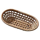 CZXKJ Rattan-Speicher-Tablett Tee Brot-Couchtisch, der Korb gewebt Tablett Home-Dek