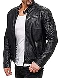 Red Bridge Herren Jacke Kunst- Lederjacke Biker MC Black Übergangsjacke Schwarz M6056 Gr.L