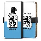 DeinDesign Klapphülle kompatibel mit Samsung Galaxy S9 Handyhülle aus Leder schwarz Flip Case TSV 1860 München Offizielles Lizenzprodukt Wapp