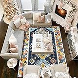 YYRAIN Retro Amerikanischer Geometrischer Persischer Ethnischer Stil Teppich Nach Hause Wohnzimmer Schlafzimmer Kurze Plüsch-Fußmatten Schlafzimmer Nachtmatten Badezimmer rutschfeste Matten 40x120