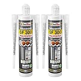 Isolbau Injektionsmörtel Verbundmörtel Montagemörtel 2 x 300ml Klebemörtel 4 x Statikmischer Kartusche Ankerkleber Hochleistungsmörtel, für maueranker, duopower, gewindestange, düb