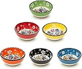Kleine Keramikschalen 6er-Set - Klein Snack Schalen für Tapas, Dessert, Snack Schüssel - Bunte Dekorative Handarbeit Schalen - Ø 8