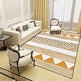 waschbarer Teppich Gelber Teppich, Dreiecksmuster Moderne Krabbelmatte Balkon Sofa Teppich kinderzimmerteppich mädchen ,Gelb,50x80