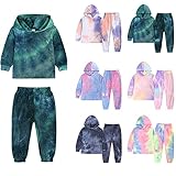 BAODANA Baby Jungen Mädchen Krawatte Färben Print Kleidung Set Kinder Hoodie Langarm Sweatshirt Top mit Kapuze + Elastische Taille Sport Hosen Trainingsanzug Warme O