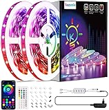 15M Led Strip,Keepsmile Smart APP Musik Sync Farbwechsel Led Lichterkette Streifen mit Control Boxenund Fernbedienung für Zimmer Home Party Weihnachtsdekoration Led Leiste Band RGB