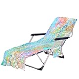 FANSU Schonbezug für Gartenliege Frottee Liegenauflage Garten Sonnenliege Handtuch mit 2 Taschen Stuhl Strandtuch für Schwimmbäder, Strände, Gartenhotels (Hellblau,75x210cm)