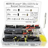 cersaty® 332Pcs Kabelverbinder Wasserdicht, Nylon Steckverbinder 1/2/3/4 Pin Männlich Weiblich Klassifizierung Set,Schnellverbinder für Kfz Motorrad Boat, Mit Gebog