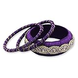 Novica Kunsthandwerk Armreif Armband Set von 3, 'Royal Purple'