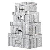 4er Set Dekoboxen Aufbewahrungsbox Rechteckige Allzweckboxen Pappkarton Schachteln Pappe Geschenkbox mit deckel für Lagerung verschiedener Geg