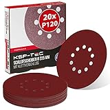 KSP-Tec®│20 Stück Schleifscheiben Ø 225mm | Körnung P40,60,80,120,180 | 10 Loch | Schleifpapier Trockenbauschleifer Langhalsschleifer Schleifgiraffe (P120)