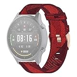 LAYERFURUN Uhrenarmband-Bügel Ersatz-Uhr 22mm Streifen Weave Nylon-Armband-Uhrenarmband for Xiaomi Mi-Uhr Farbe, Garmin Vivoactive 4 (grau) (Color : Red)