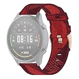 LAYERFURUN Uhrenarmband-Bügel Ersatz-Uhr 22mm Streifen Weave Nylon-Armband-Uhrenarmband for Xiaomi Mi-Uhr Farbe, Garmin Vivoactive 4 (grau) (Color : Red)