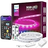 Govee LED Strip RGB 15m Alexa LED Streifen Smart WiFi Leuchten mit Fernbedienung App Steuerung Musiksteuerung WLAN Google Assistant Farbwechsel LED Lichtleiste für Schlafzimmer Küche Wohnzimmer 15