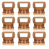 Yardwe 12 Stücke Papier Cupcake Box Muffin Macarons Karton Tortenschachtel mit Fenster Gebäckkarton Kuchen Transportbox Cake Behälter Geschenkboxen für Kekse Cupcakes Gebäck Verpackung