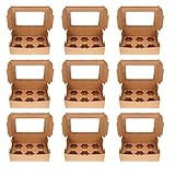 Yardwe 12 Stücke Papier Cupcake Box Muffin Macarons Karton Tortenschachtel mit Fenster Gebäckkarton Kuchen Transportbox Cake Behälter Geschenkboxen für Kekse Cupcakes Gebäck Verpackung