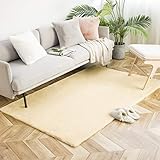 Ashler Ultra weicher Kunstkaninchenfellbezug für Stuhl, Couch, Teppich, für Schlafzimmer, Boden, Sofa, Wohnzimmer, Gelb, 12 x 180