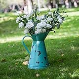 HORTICAN Französisch Landhausstil Vintage Krug, Chic Rustikales Primitive Metall Flower Pitcher Vase, verzinkt Zinn Dekor Vase für Zuhause, Café, Party, Hochzeit, Dek