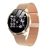 SHYPT Mode Frauen Smart Watch wasserdichte Herzfrequenz-Blutdruckmessgerät Smart Watch Geschenk für Damenuhr Armband (Color : Gold)