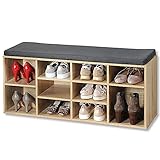 Kesper Schuhschrank mit Sitzkissen, Holzdekor, eichefarben, 103.5 x 31 x 12