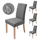 sorliva Stuhlhussen 4er Set Stretch Stuhlbezug Moderne Stuhlüberzug Elastische Abnehmbar Waschbar Spannbezug für Esszimmerstühle Schwingstuhl Bezug Hochzeit Büro Bankette Partys Deko(Grau)