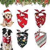 WELLXUNK 4 Stücke Haustier Bandanas, Haustier Dreieck Lätzchen Schal Hundehalstuch Geburtstag Weihnachten Geeignet für Kleine Mittelgroße und Große T