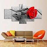 VYQDTNR 5 Stück Rote Rose Poster Kunstwerk Gemälde Leinwand Kunst für Wohnzimmer Wand Decor - Kein R