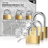 com-four® 6X Vorhängeschloss aus massivem Metall - Vorhangschloss mit Schlüssel und verschiedenen Bügelstärk