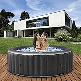 Miweba MSpa aufblasbarer Whirlpool 2022 Comfort Bergen C-BE041 - für 4 Personen - 118 Luftdüsen - 180.0 x 180.0 x 70.0 cm - Pool aufblasbar (Anthrazit)