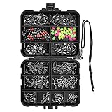 RMENOOR Angeln Angehen Box Kit 140 STK Angelzubehör Set Metall Swivel Angeln Snaps und Wirbel Blei Perle Kugellager Wirbel Angelwirbel Karabiner mit Box Angeln Wirbel Set für Anschließen Angelhak