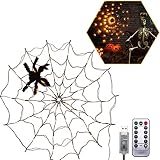 YANWA Halloween-LED-Spinne-Netz-Licht-String- wasserdichte USB-Stromversorgung und Fernbedienung dekoratives Bahnlicht, Durchmesser 1m, acht Helligkeitsmodi einstellbar, für Innen- und Außenb