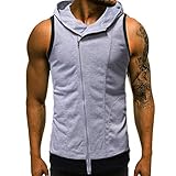 Btruely Herren Sommer Freizeit Patchwork Hoodie T-Shirt-Bluse mit Reißverschluss Tanktops Tank Top Tankshirt Druck Unterhemden Ärmellos Weste Musk