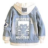 Yesgirl Hunter X Hunter Jacke Killua Herren Damen Killua und Gon Hoodie Denim Jacket Unisex Anime Coole Jeansjacke Pullover Pulli Langarm Sweatshirt Kapuzenpullover Shirt B Blau X-Larg