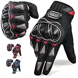 NICEWIN Motorrad Handschuhe, Touchscreen Motorradhandschuhe mit Hartknöchelschutz für Motorradrennen, Mountainbike, Klettern, Wandern, R