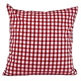Hans-Textil-Shop Kissenbezug Vichy Karo 1x1 cm Reißverschluss - Landhaus, Karomuster, Kariert (Rot, 40x40 cm)